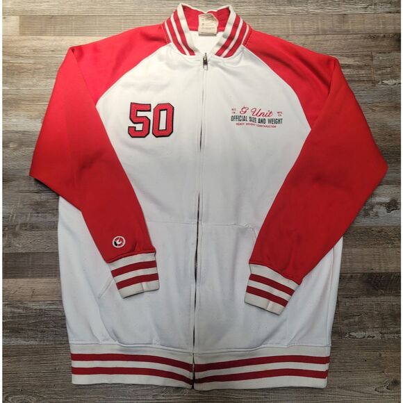 VTG G-UNIT 50 Cent Men XL Red Double-Sided Varsity Style Bomber Jacket - Picture 1 of 9